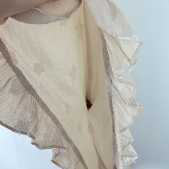 Storia Embroidered Star Ruffle Batwing Sleeve Romper Size Small S EUC T2651 - Picture 6 of 16